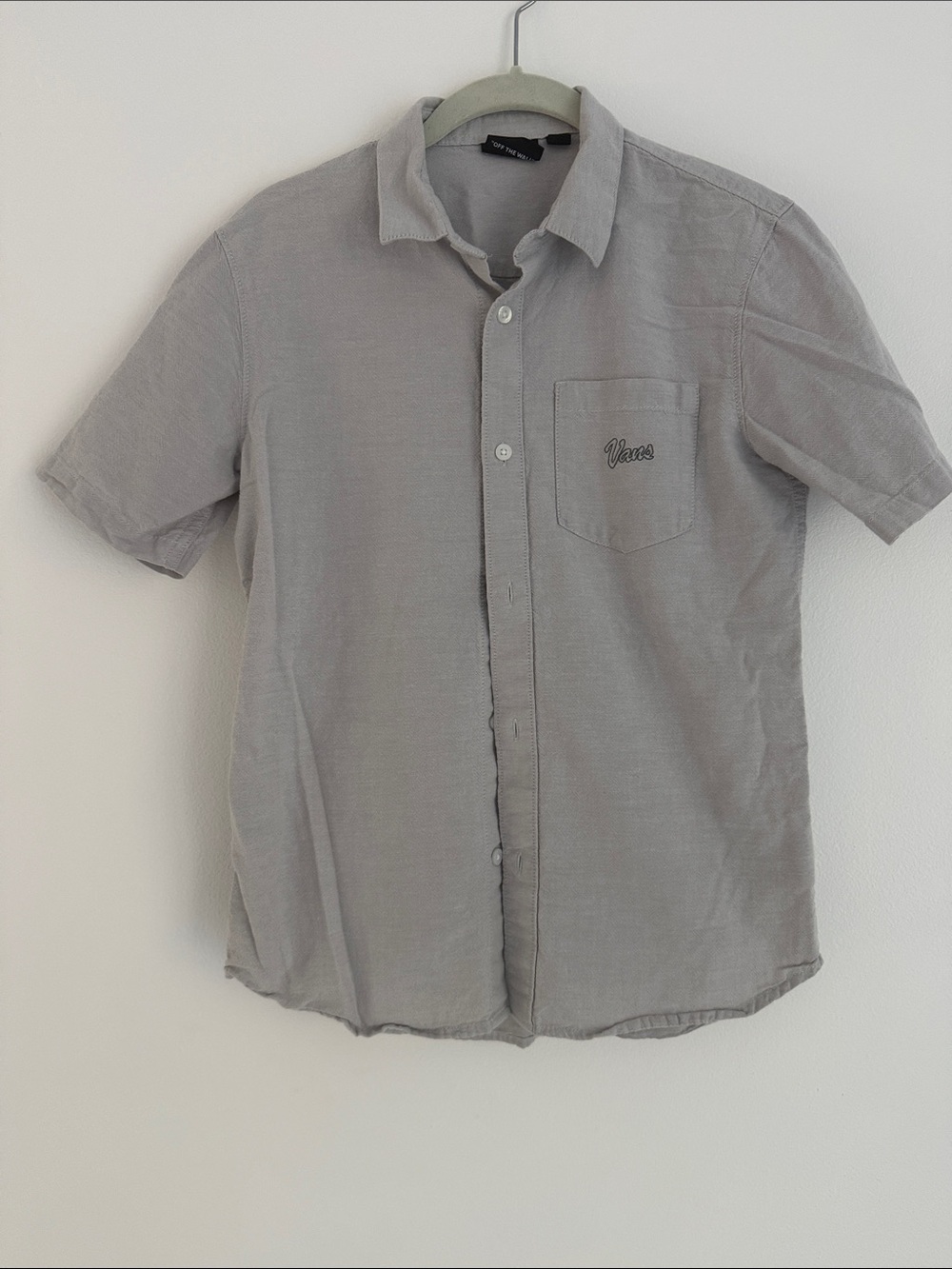 Vans Boys Short-Sleeve Button-Up Shirt — Light Gray